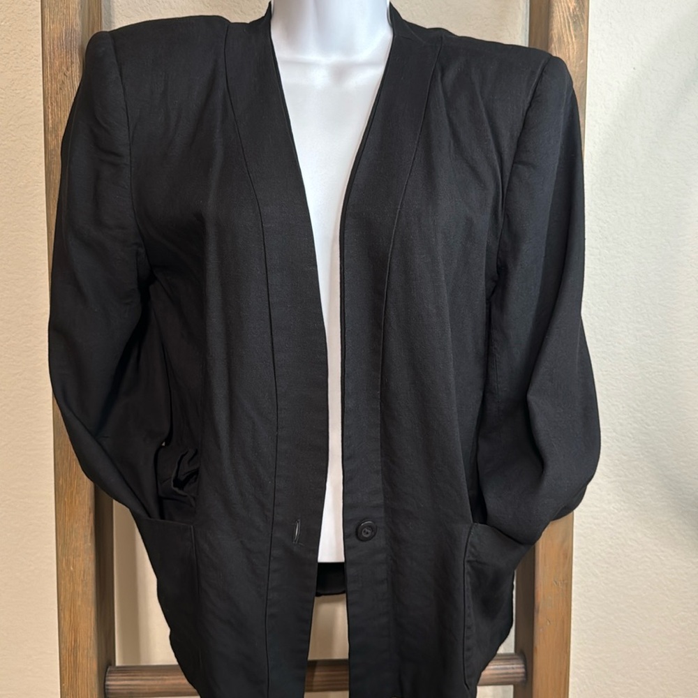 Vintage Linen Black Blazer Sz 6